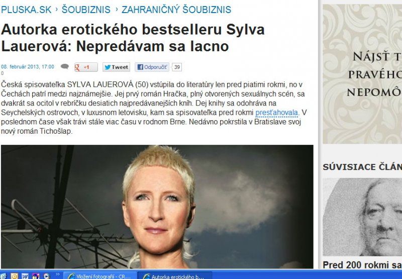 Autorka erotického bestselleru Sylva Lauerová: Nepredávam sa lacno - další "sexy článek" ze slovenského tisku.